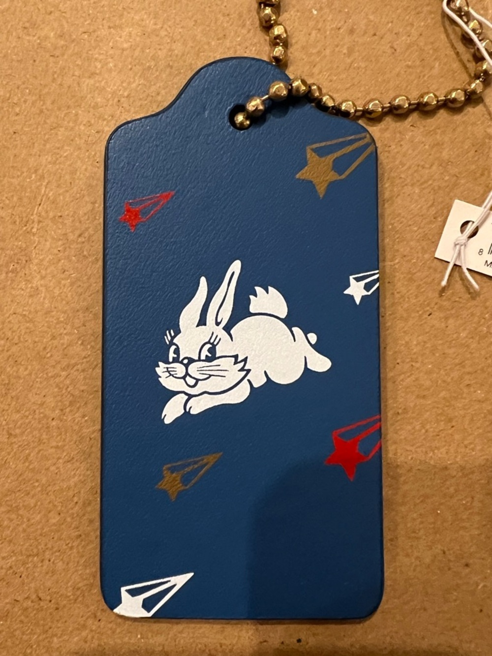 Coach Blue Bunny White Rabbit Candy Bag Charm Luggage Tag Keychain Asia NWT